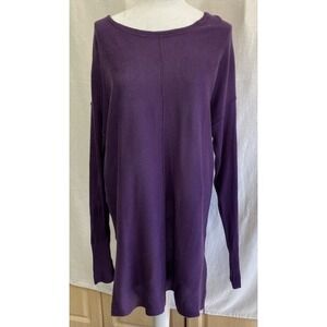 Van Heusen Large Purple Subtle High Low Tunic Sweater Long Sleeve Crew Neck